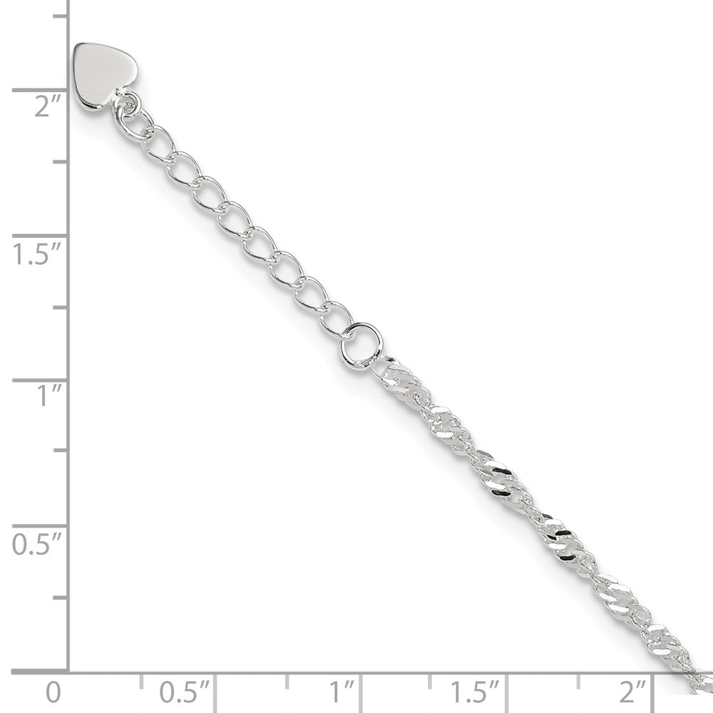 Sterling Silver D/C  Polished 9in Including a 1in Ext. Anklet 9 inches