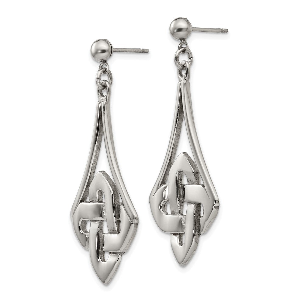 Stainless Steel Polished Celtic Post Dangle Earrings