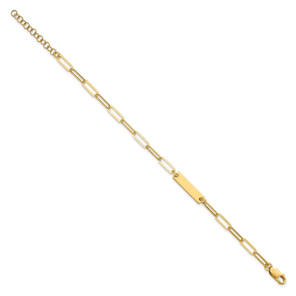 Sterling Silver Gold-plated Polished ID w/ 1.25in ext. Bracelet