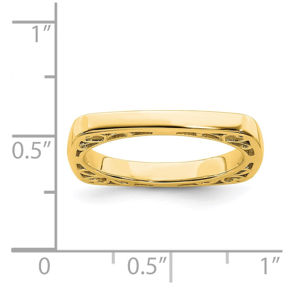 Sterling Silver Stackable Expressions Polished Gold-plated Square Ring Size -9