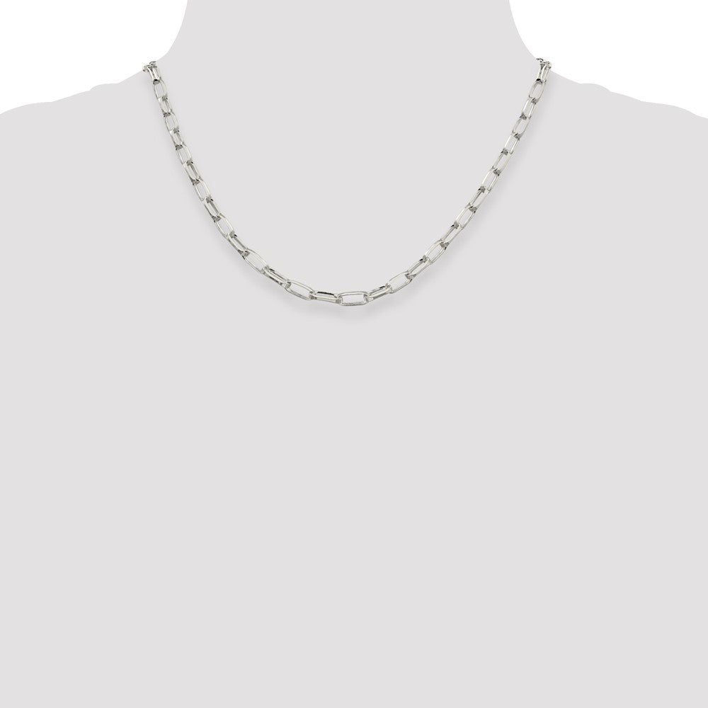 Sterling Silver 5mm Elongated Open Link Chain 18 Inches