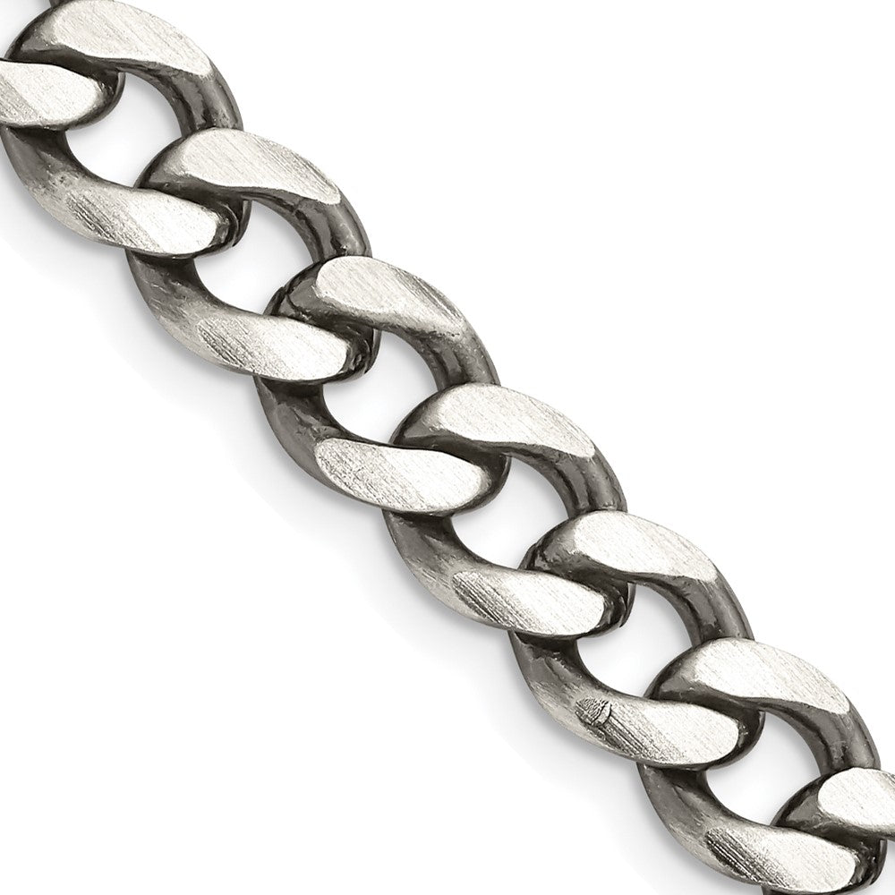 Sterling Silver Antiqued 7.5mm Curb Chain 28 Inches