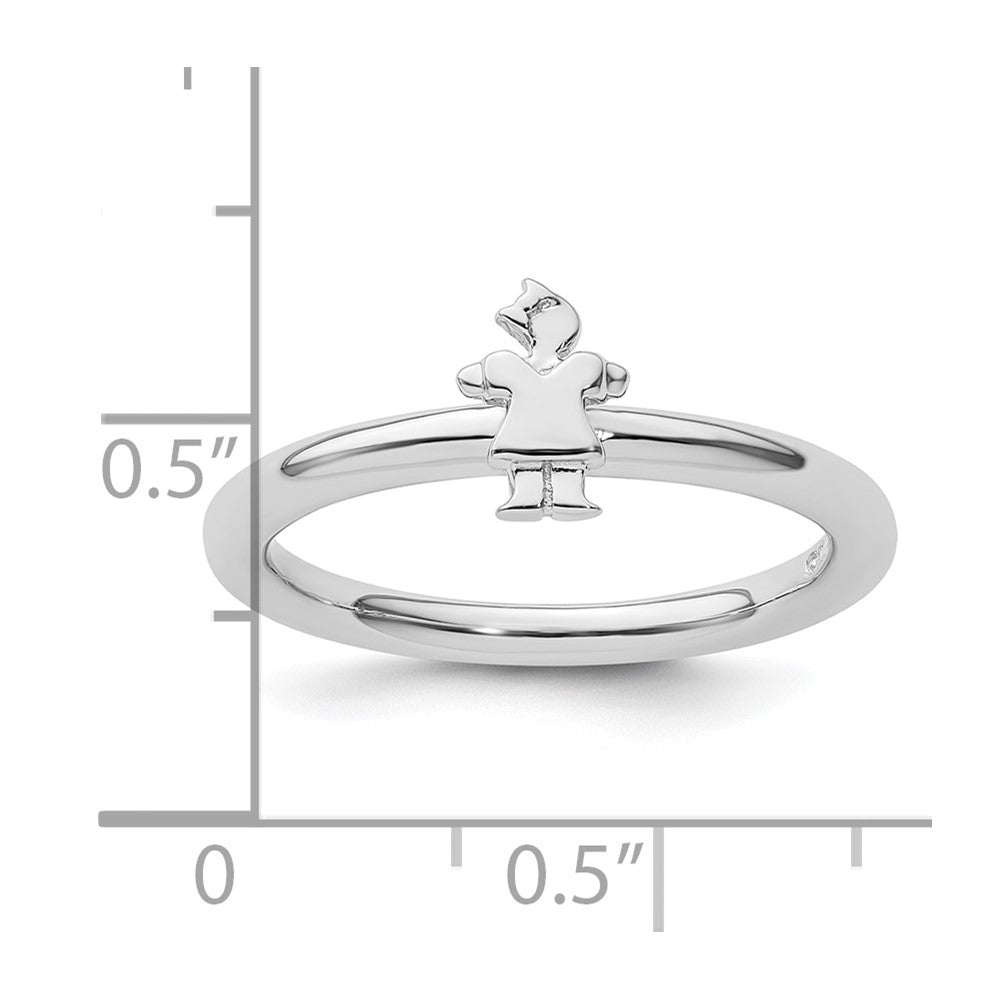 Sterling Silver Stackable Expressions Rhodium Girl Ring