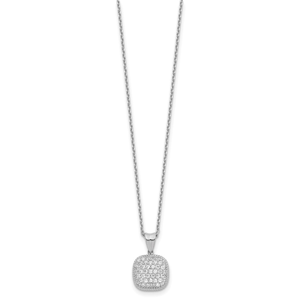Sterling Shimmer Sterling Silver Rhodium-plated 16 inch 49 Stone Square CZ Necklace with 2 inch extender 16 Inches