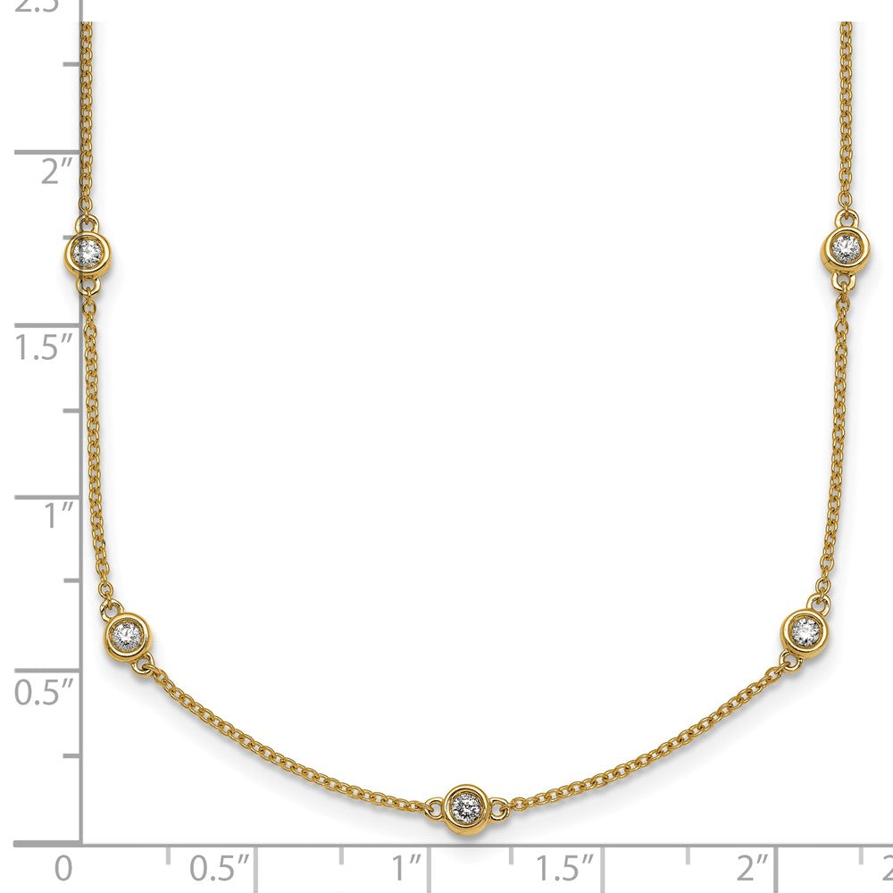 14k Complete 1/2 carat Bezel-set Diamond and Cable Chain 15-Station 18 inch Necklace