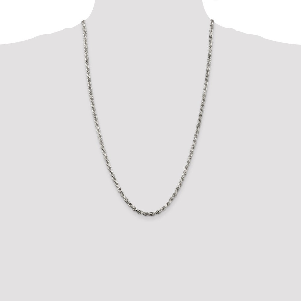 Sterling Silver 3.75mm Diamond-cut Rope Chain 26 Inches