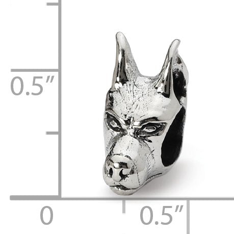 Sterling Silver Reflections Doberman Pinscher Head Bead