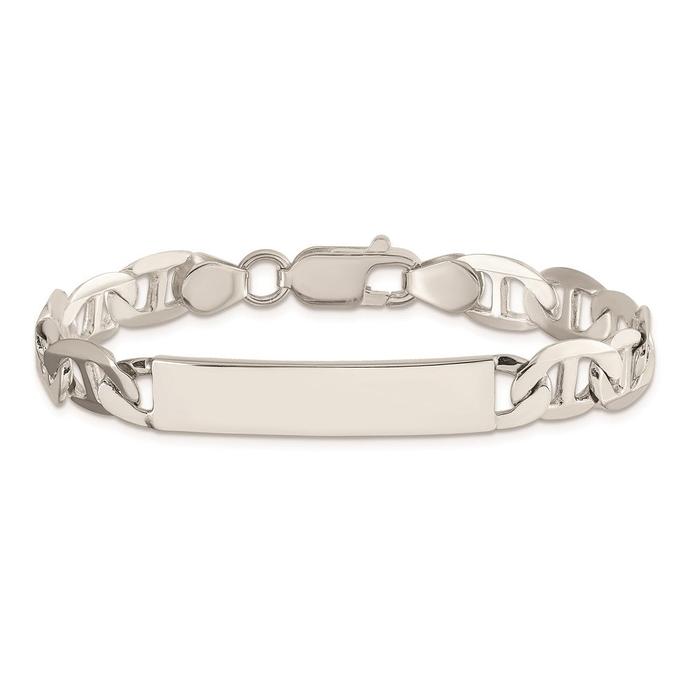Sterling Silver 8inch Polished Engraveable Anchor Link ID Bracelet 8 inches
