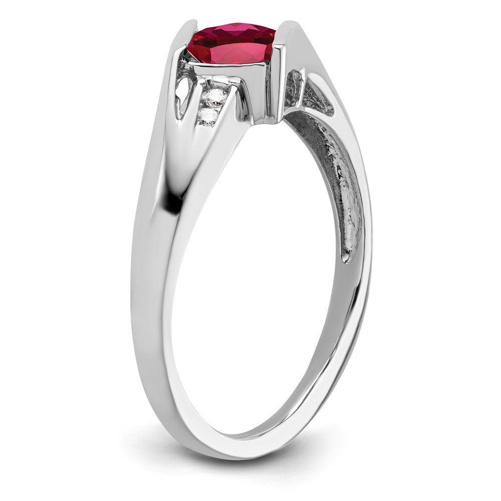 Sterling Silver CR Ruby & Diamond Ring
