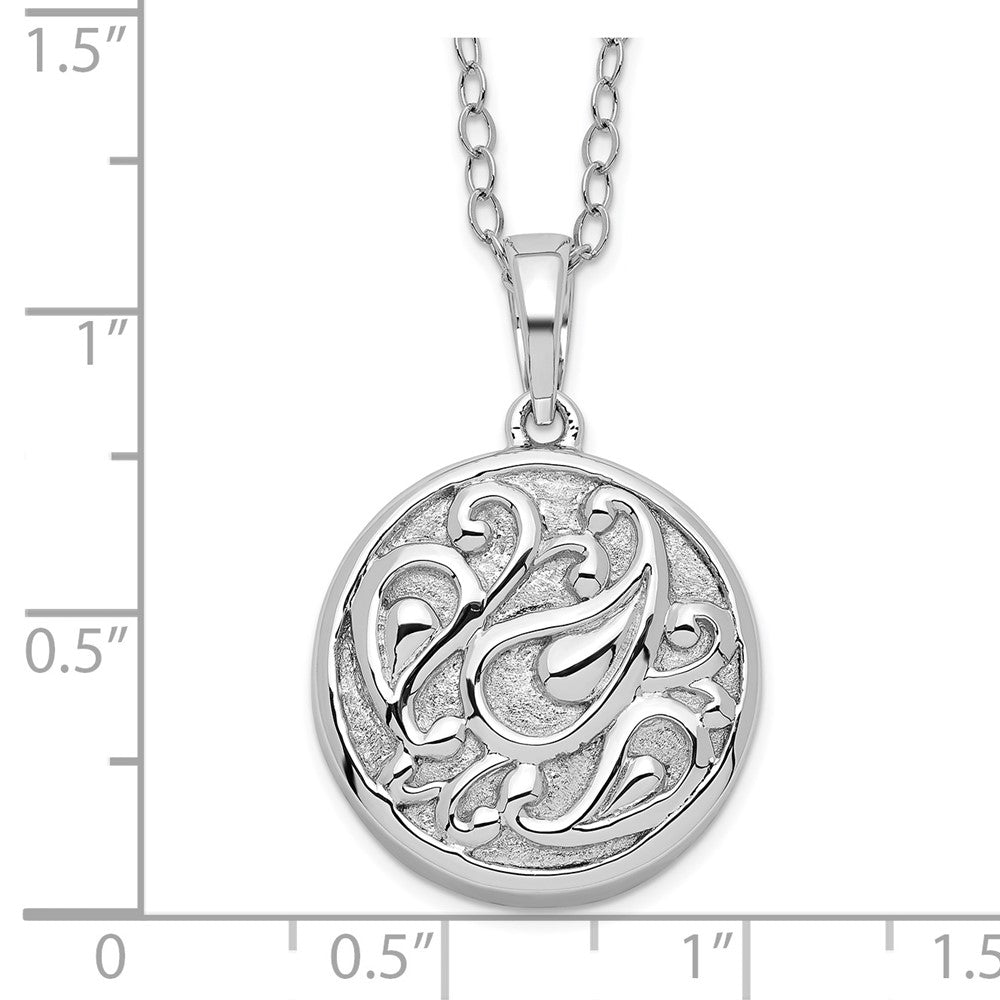 Sentimental Expressions Sterling Silver Rhodium-plated Tear in Circle Ash Holder 18 Inch Necklace 18 Inches