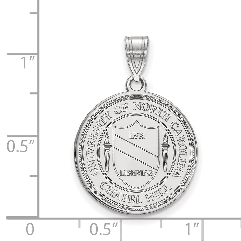 Sterling Silver Rhodium-plated LogoArt University of North Carolina Large Crest Pendant QSS058UNC