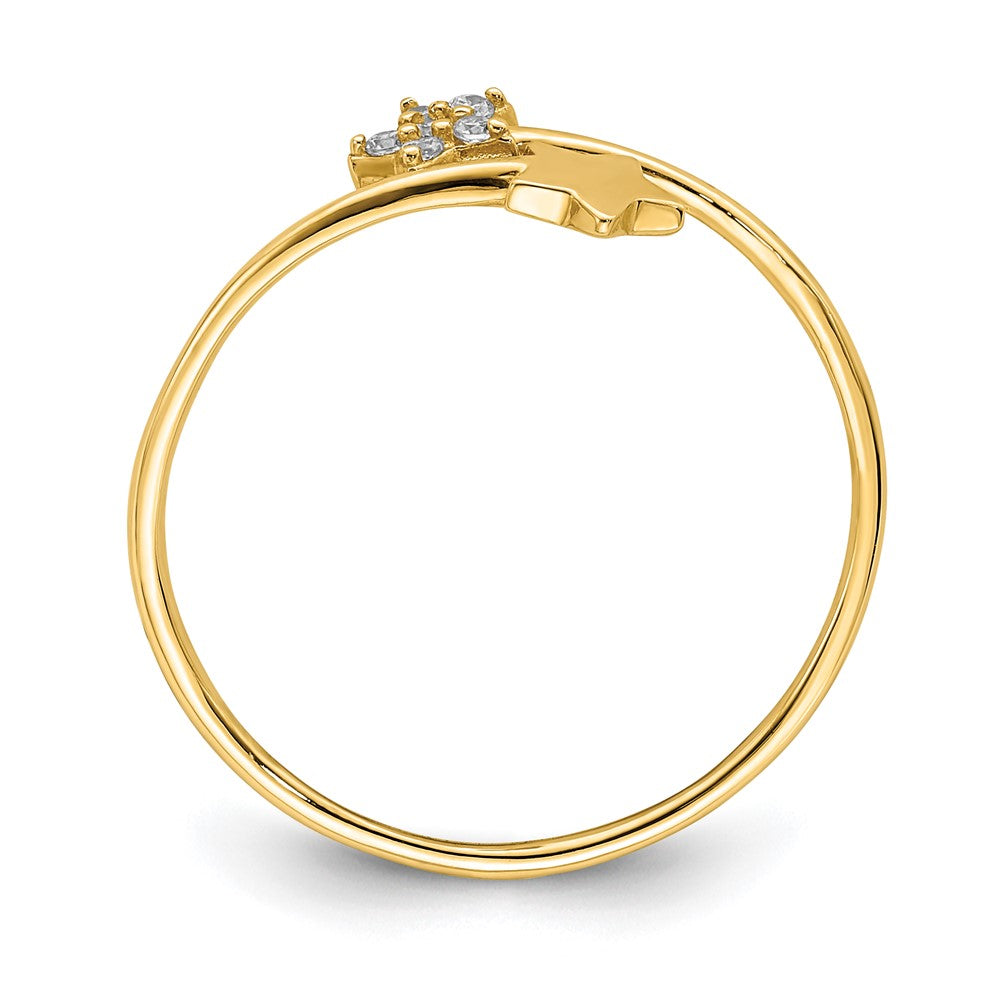 14K Yellow Gold CZ Star Ring Size 7