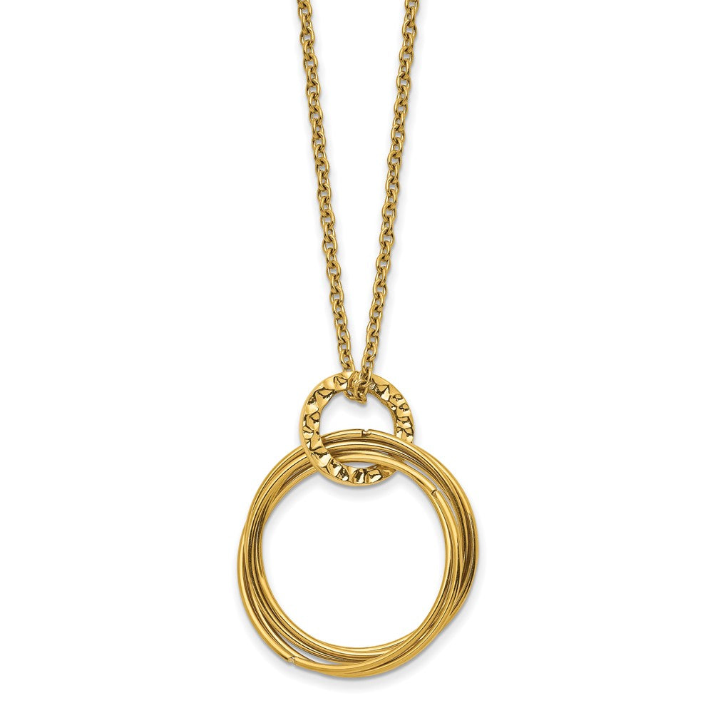 Stainless Steel Polished & Textured Yellow IP 18in w/1in ext Necklace