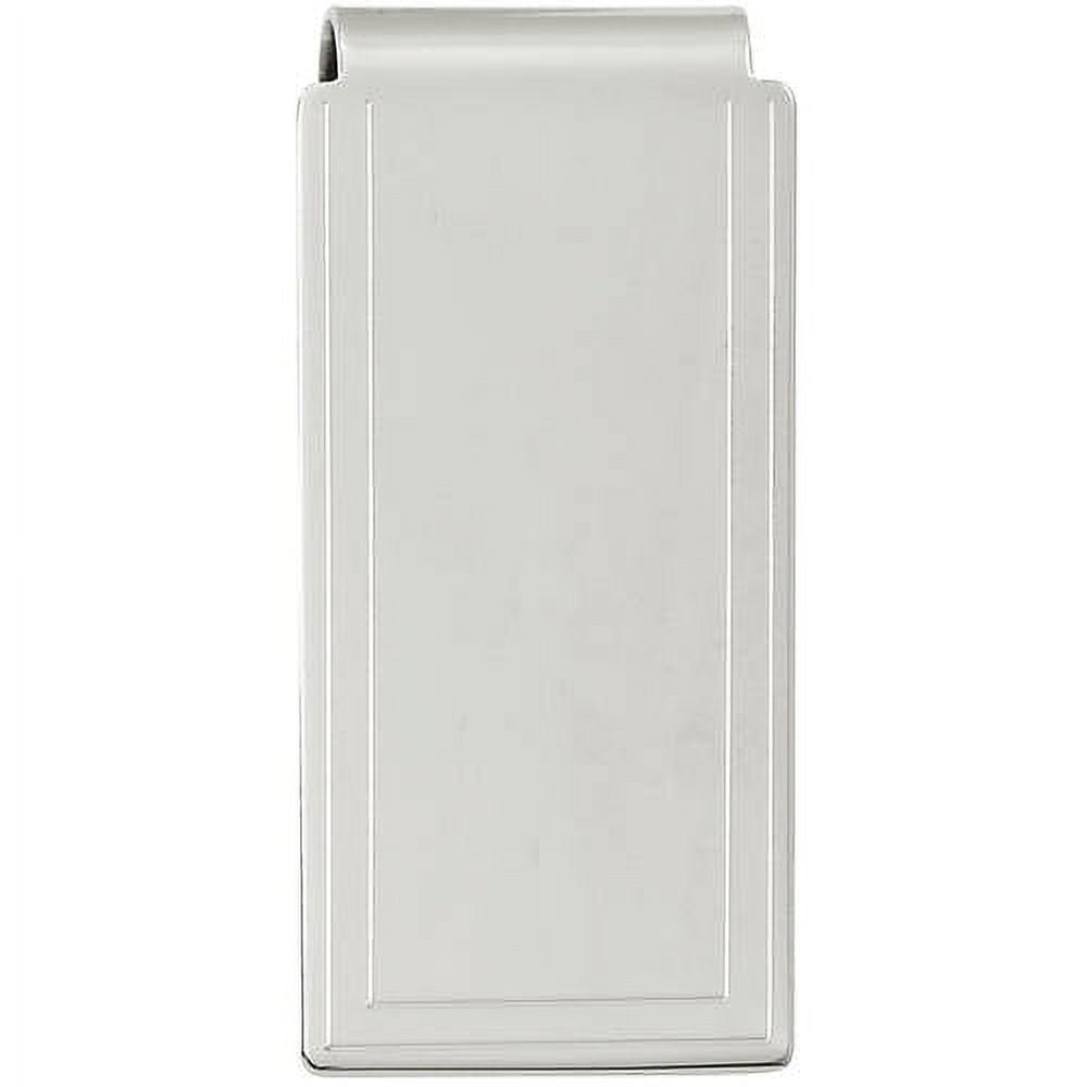 Rhodium-Plated Engraved Edge Plain Hinged Money Clip