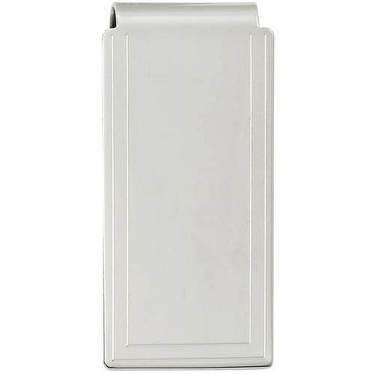 Rhodium-Plated Engraved Edge Plain Hinged Money Clip