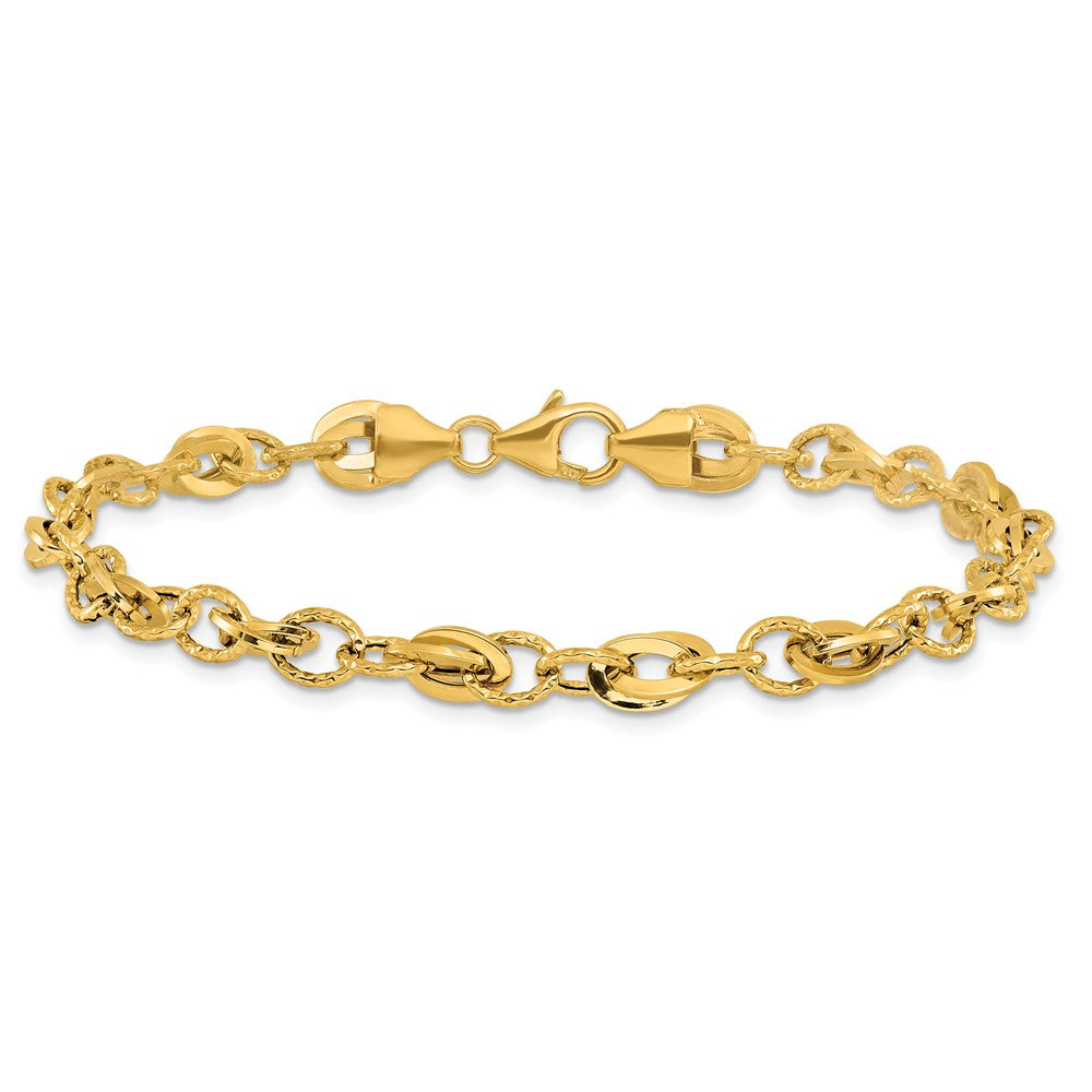 14k D/C Fancy Link Bracelet 7.5  inches