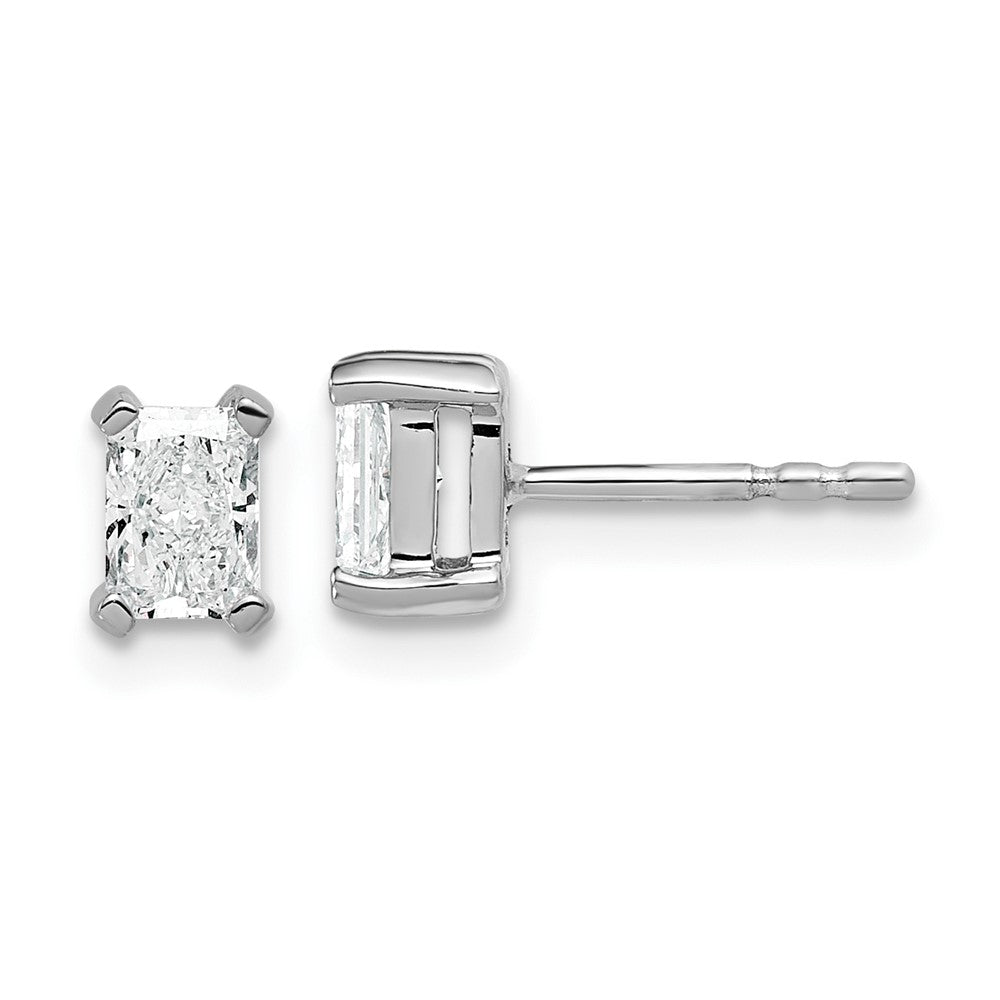 14k White Gold 3/4 ctw Lab Grown Diamond VS+ F+ Radiant 4 Prong Heavy Wt. Stud Earrings