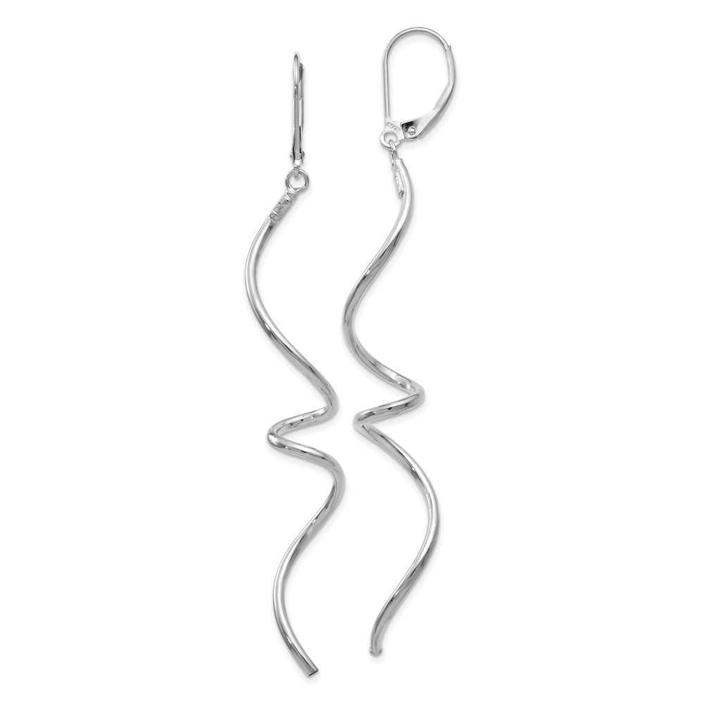 14K White Gold Twisted Leverback Earrings