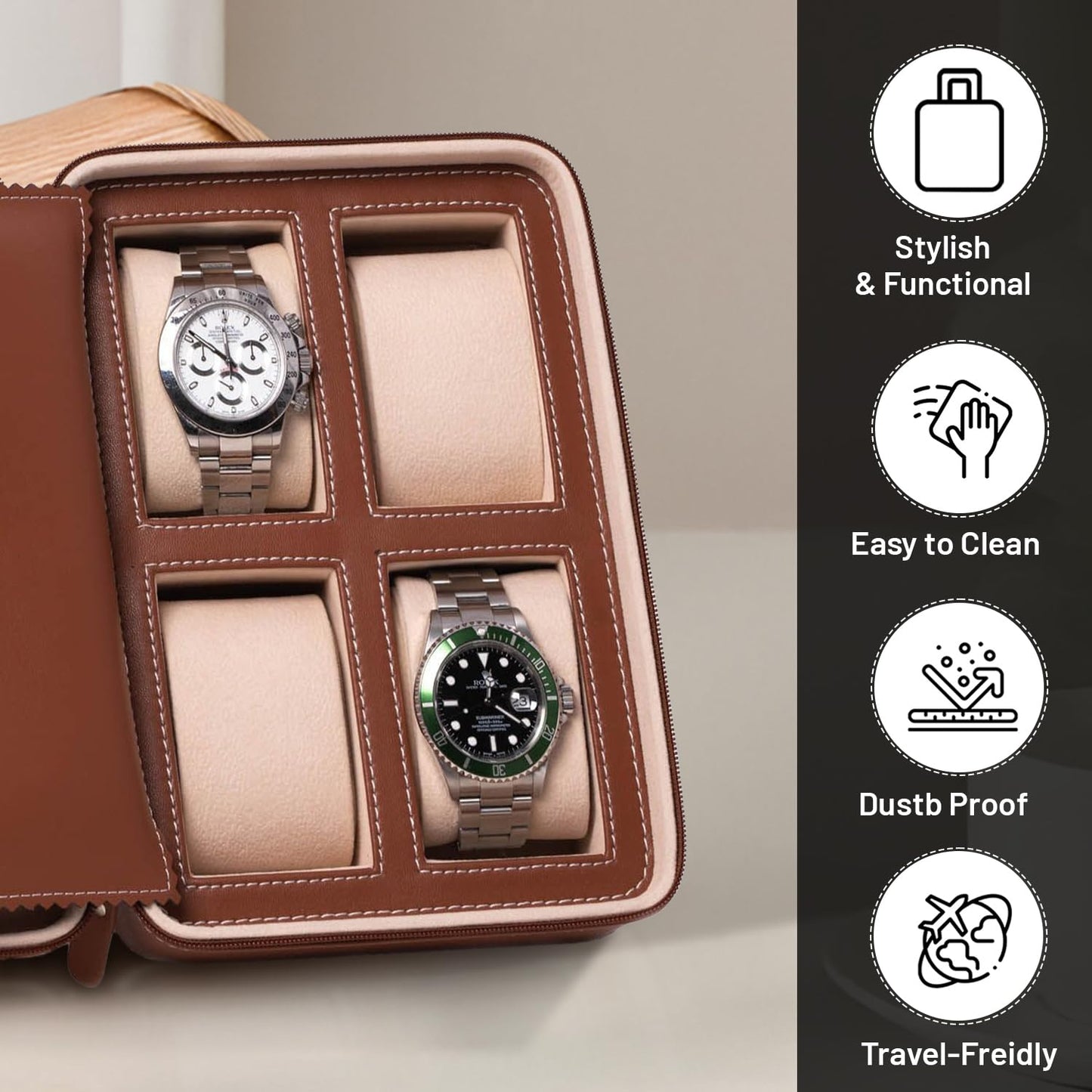 Bey Berk Saddle Leather Four Watch And Accessory Case