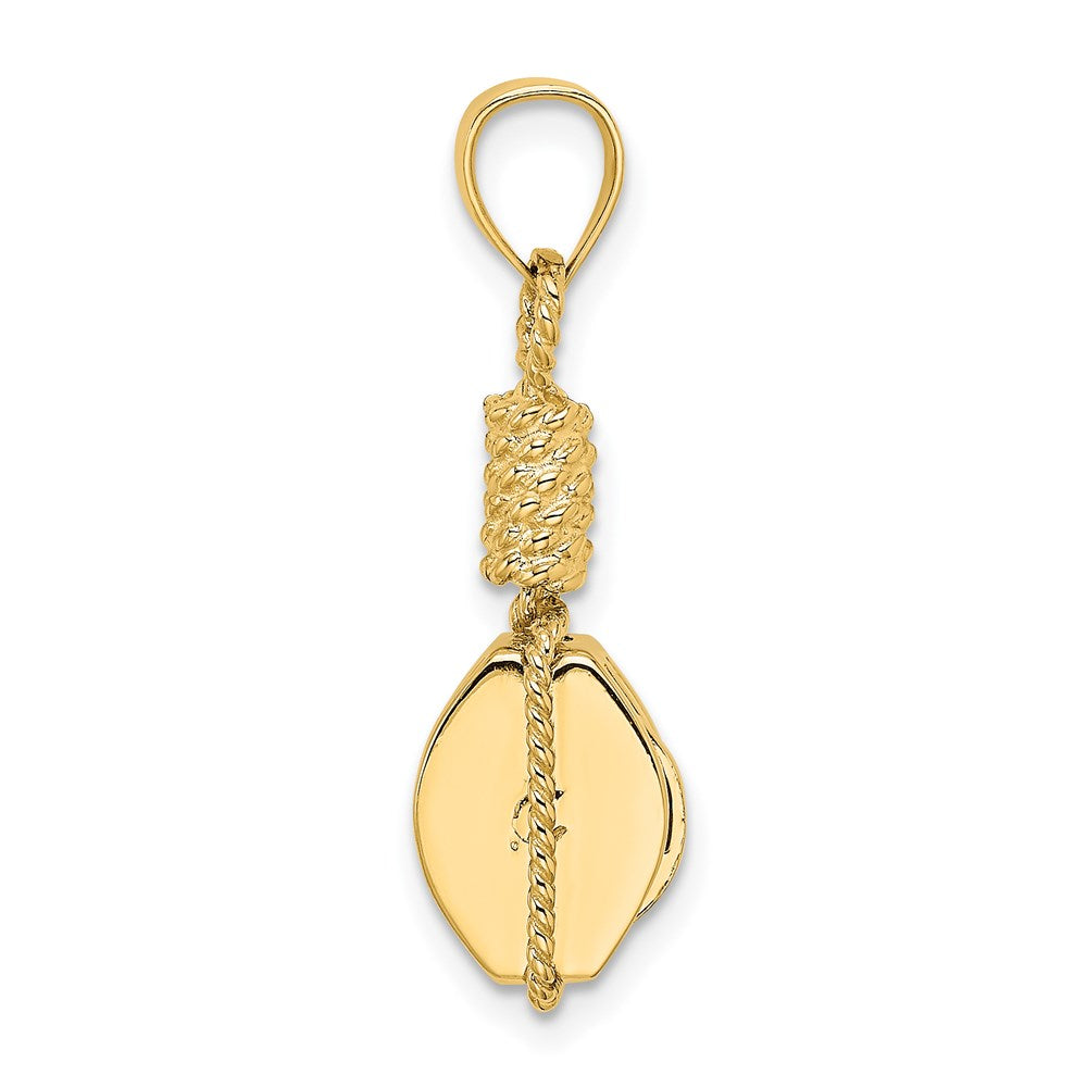 14K 3D Block Mariners Pulley Charm