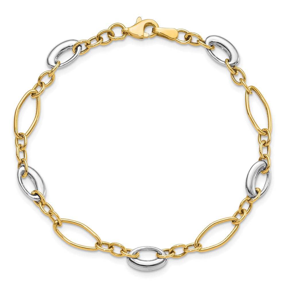 14K Two-tone Polished Fancy Link Bracelet 7.5  inches