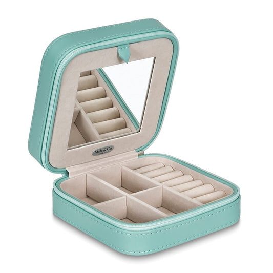 Mint Green Vegan Leather Multiple Compartment Travel Jewelry Case