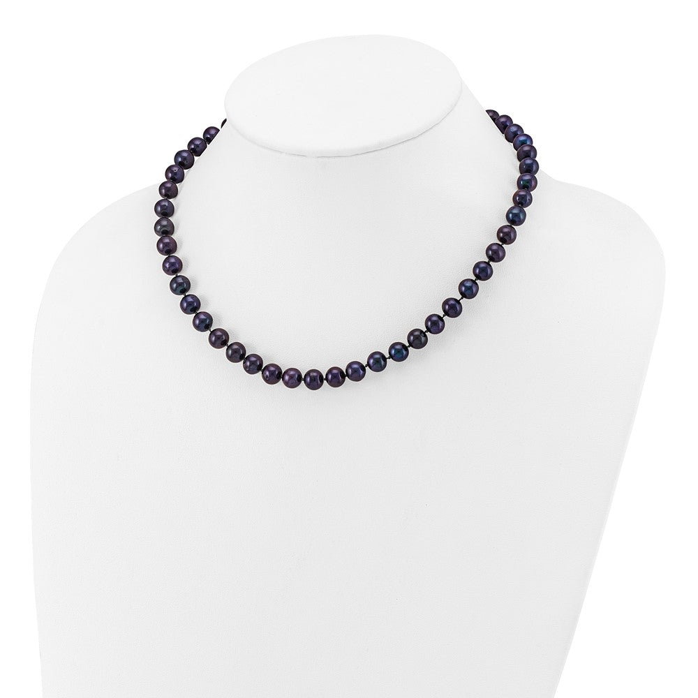 14k 7-8mm Black Near-Round Freshwater Cultured Pearl 16 inch Necklace