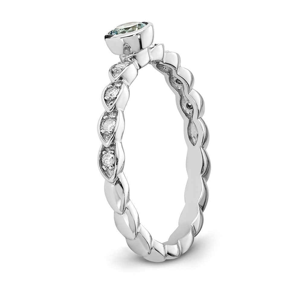 Sterling Silver Blue Topaz and Diamond Ring