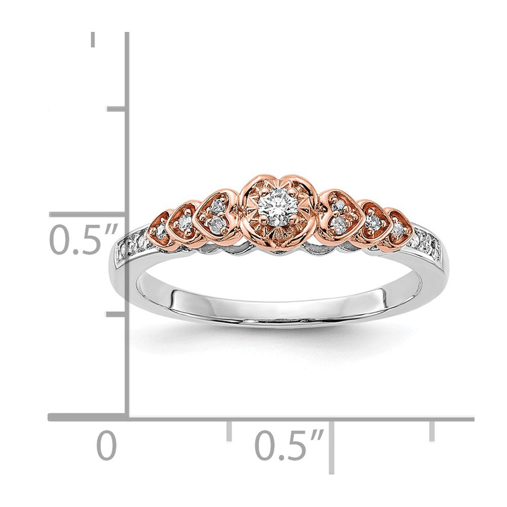 10K Two Tone Diamond Heart Ring