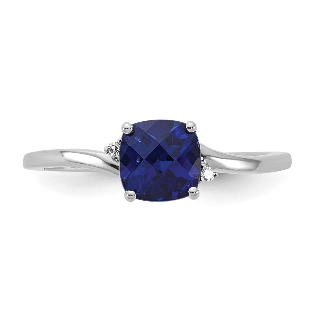 Sterling Silver ANC CR Sapphire & Diamond Ring