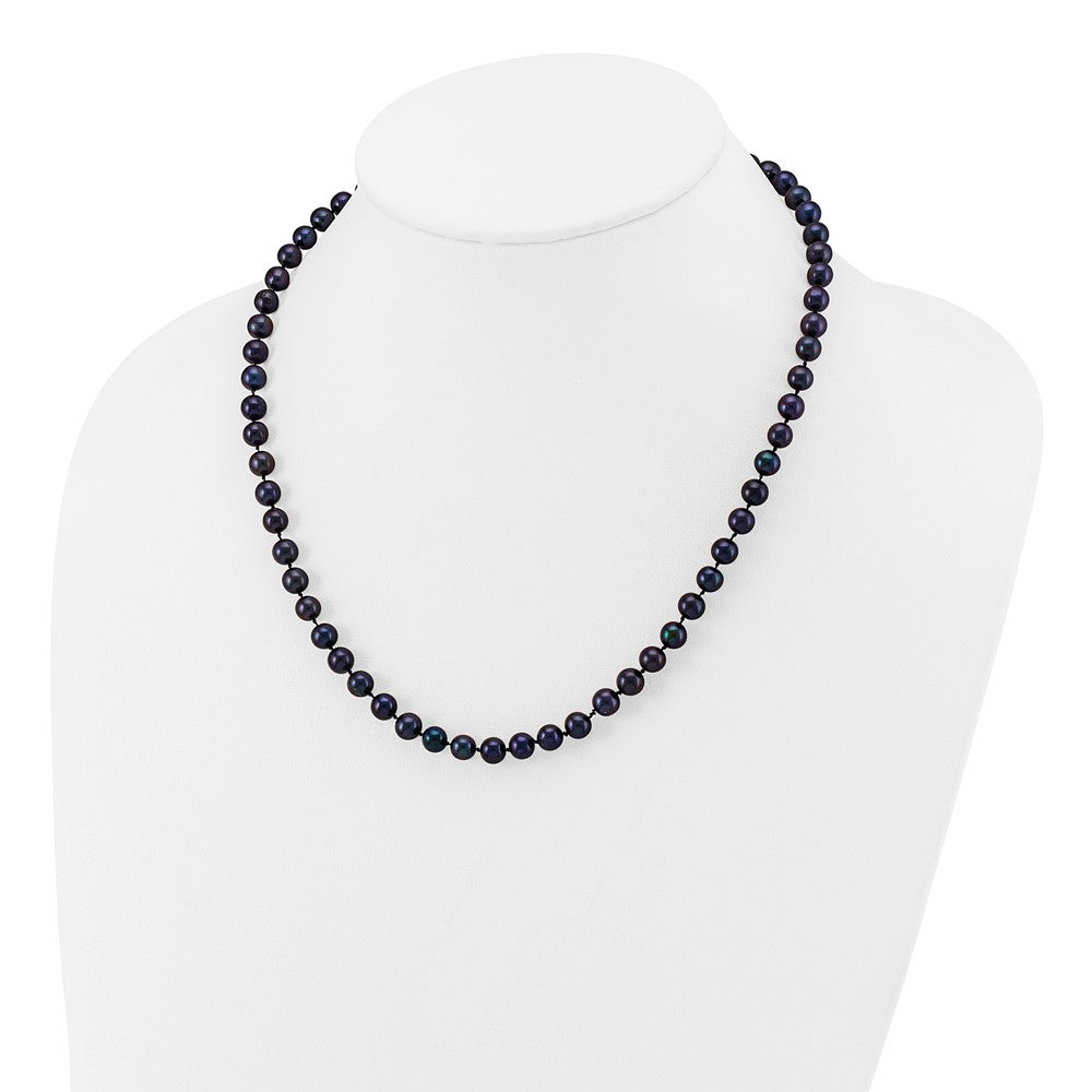 14k 6-7mm Black Near-Round Freshwater Cultured Pearl 18 inch Necklace