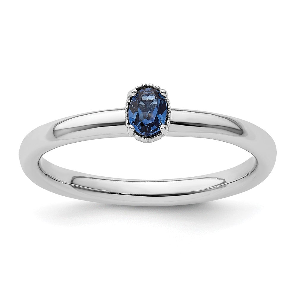 Sterling Silver Stackable Expressions Created Sapphire Single Stone Ring Size -10