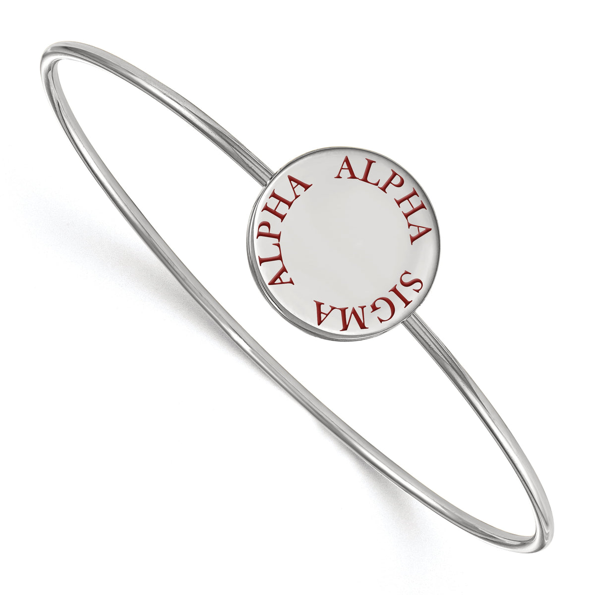Sterling Silver Official Licensed Greek Sororities Alpha Sigma Alpha (???) Enameled Slip-on Bangle