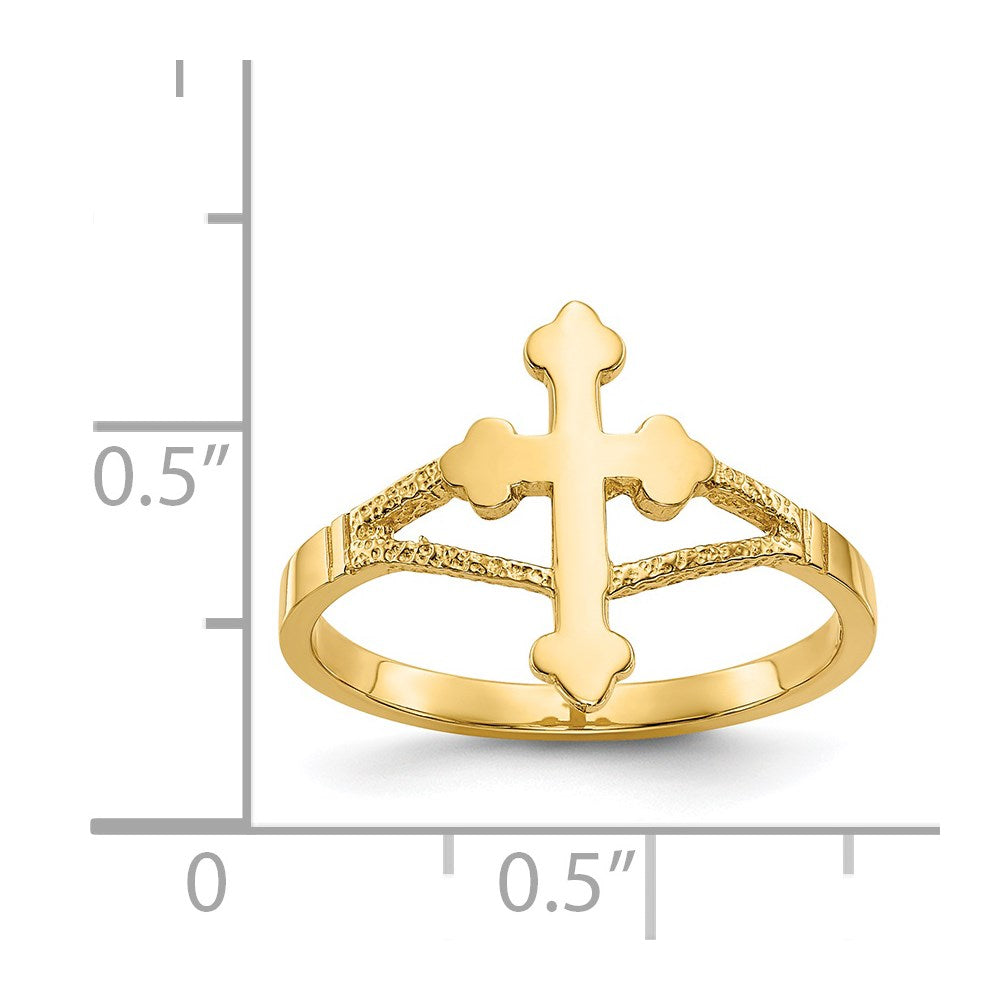 14k Polished Cross Ring Size 6