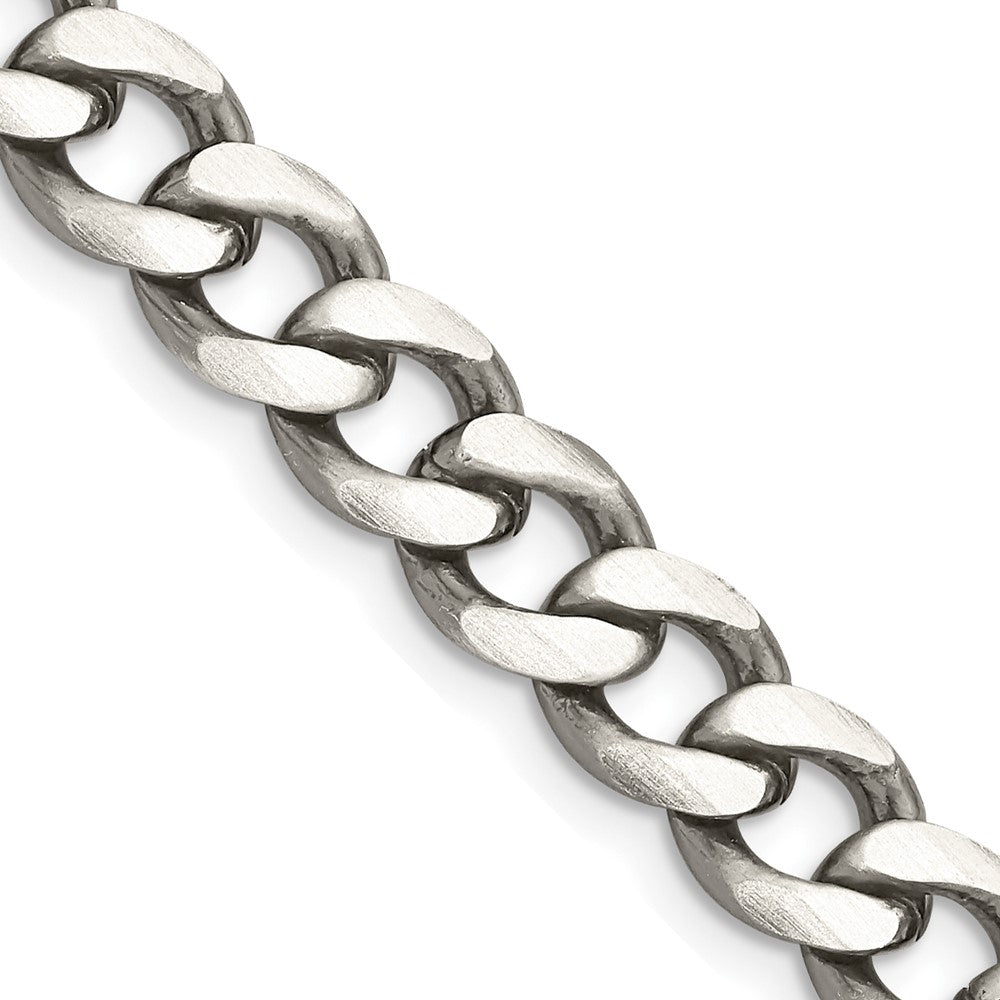 Sterling Silver Antiqued 8.3mm Curb Chain 18 Inches