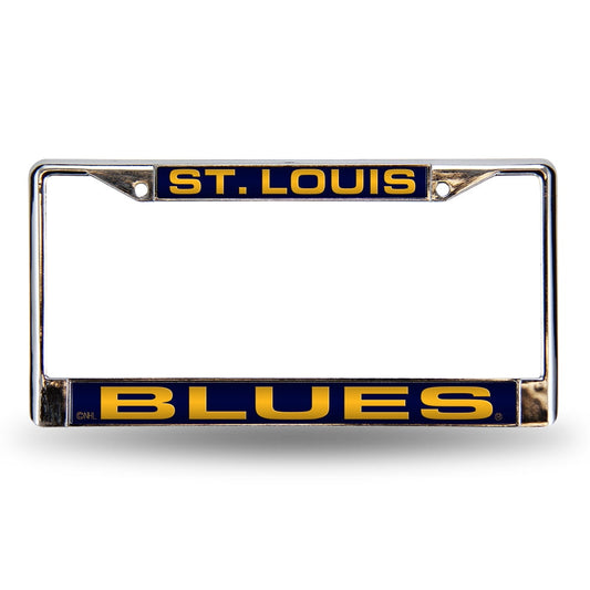 St Louis Hockey Blue's Chrome Metal Laser Cut License Plate Frame