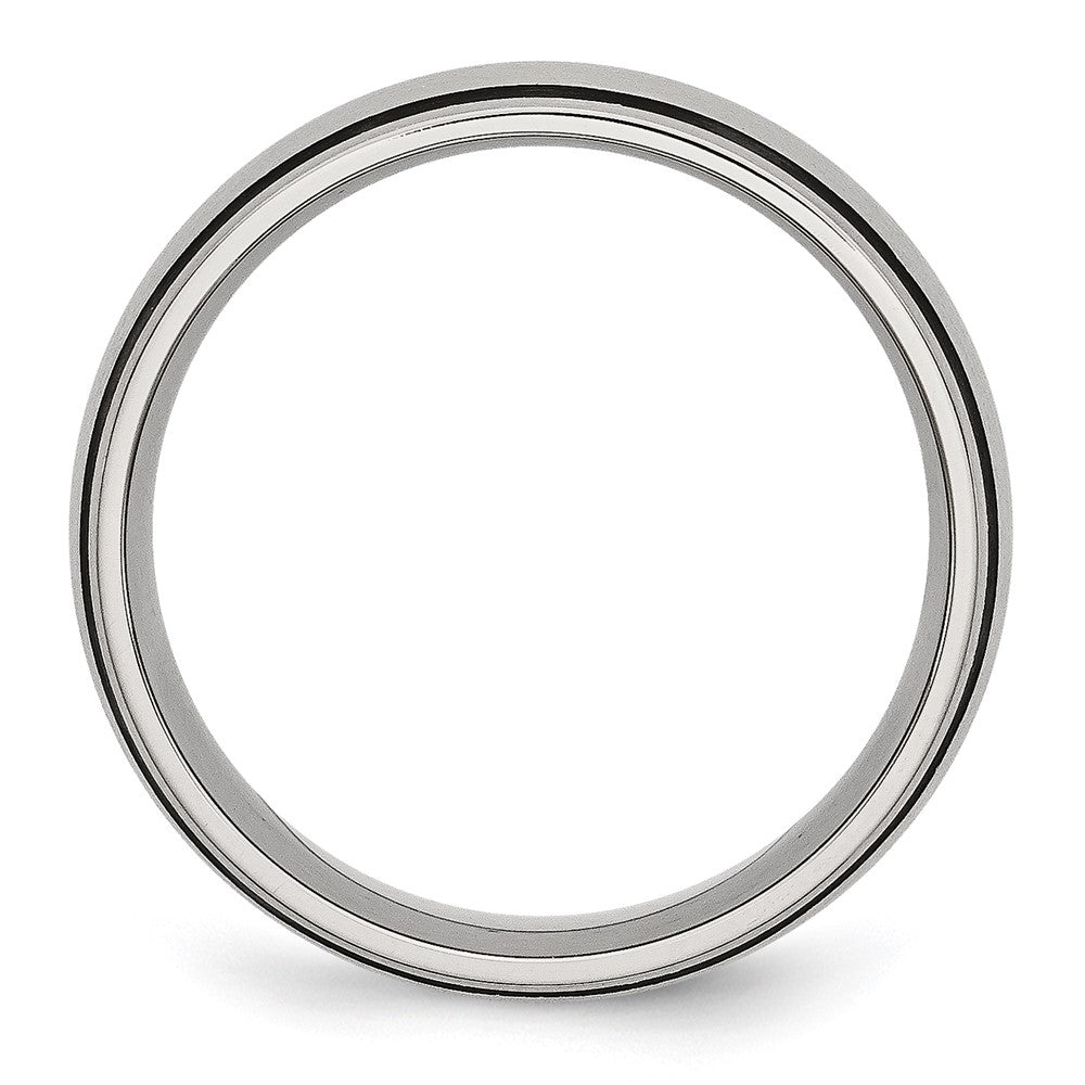 Stainless Steel Brushed w/Black Rubber 8mm Band Size - 8