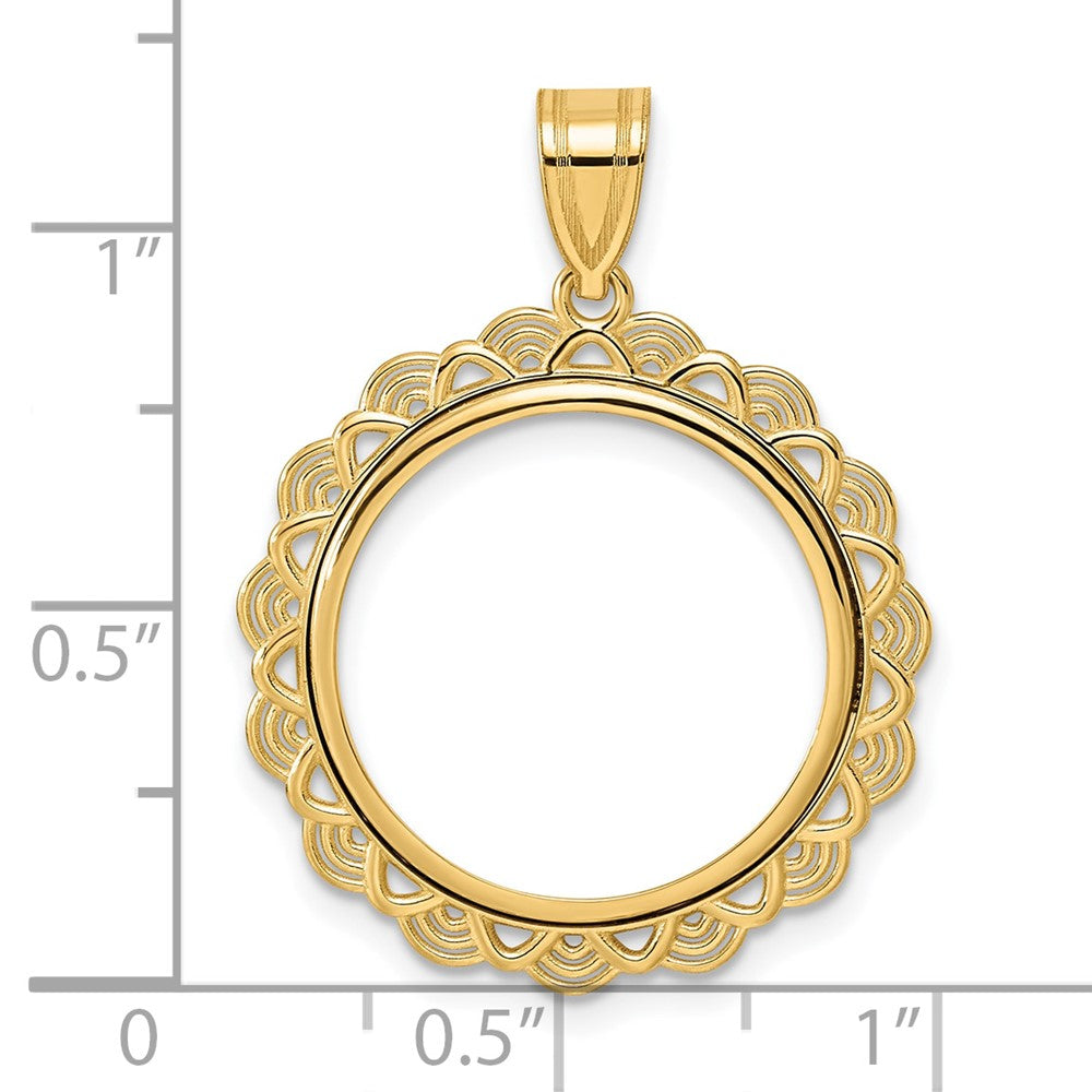 14k Polished Rainbow with 18.0mm Prong Coin Bezel Pendant