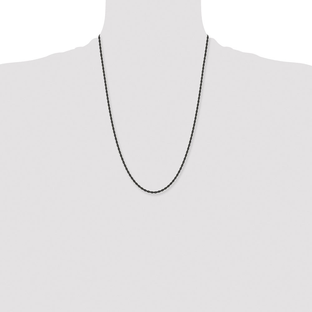 Stainless Steel Polished Black IP-plated 2.4mm 24 inch Rope Chain