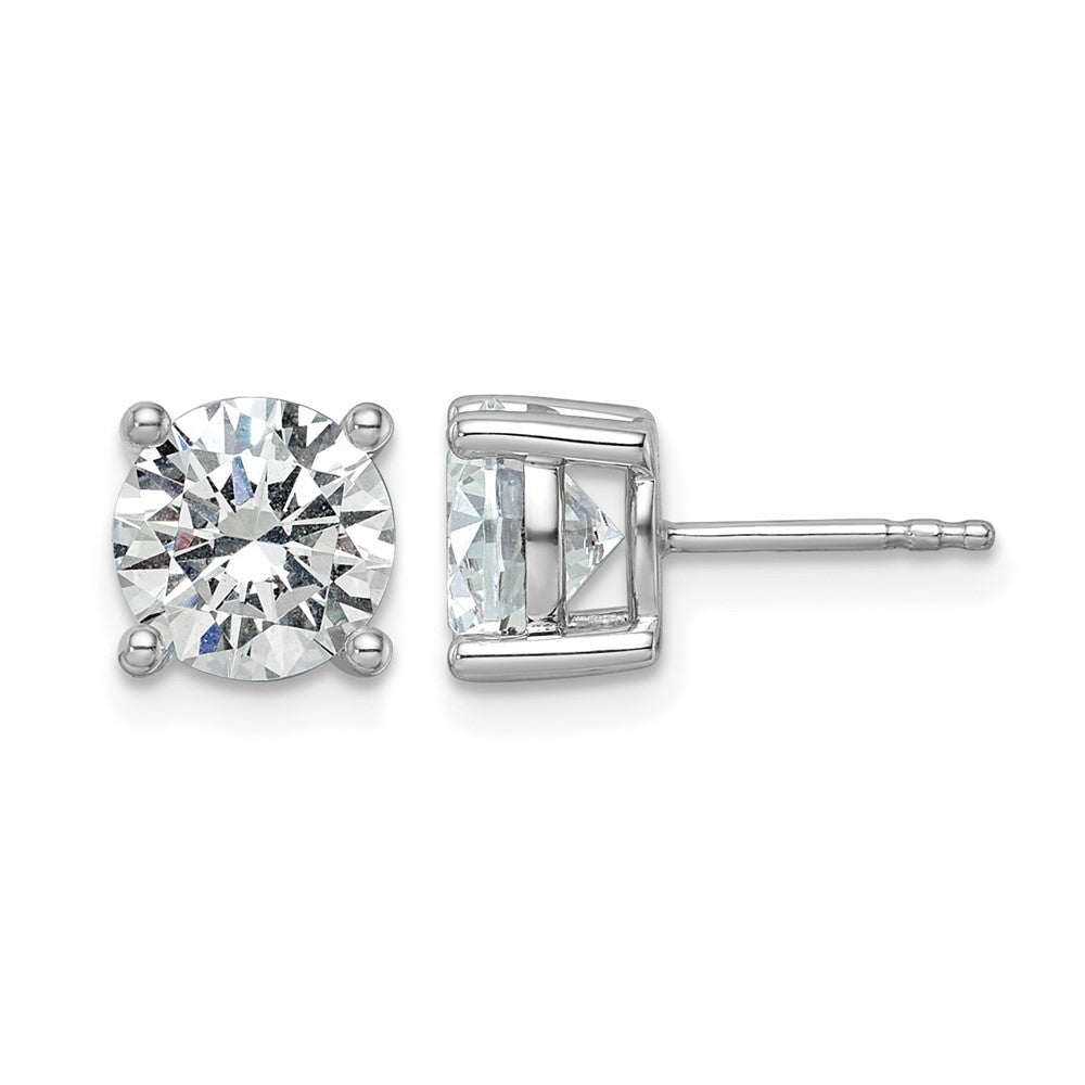 14K White Gold 3 Carat Lab Grown Diamond VS/SI+ G+ Round 4-Prong Heavyweight Complete Stud Earrings