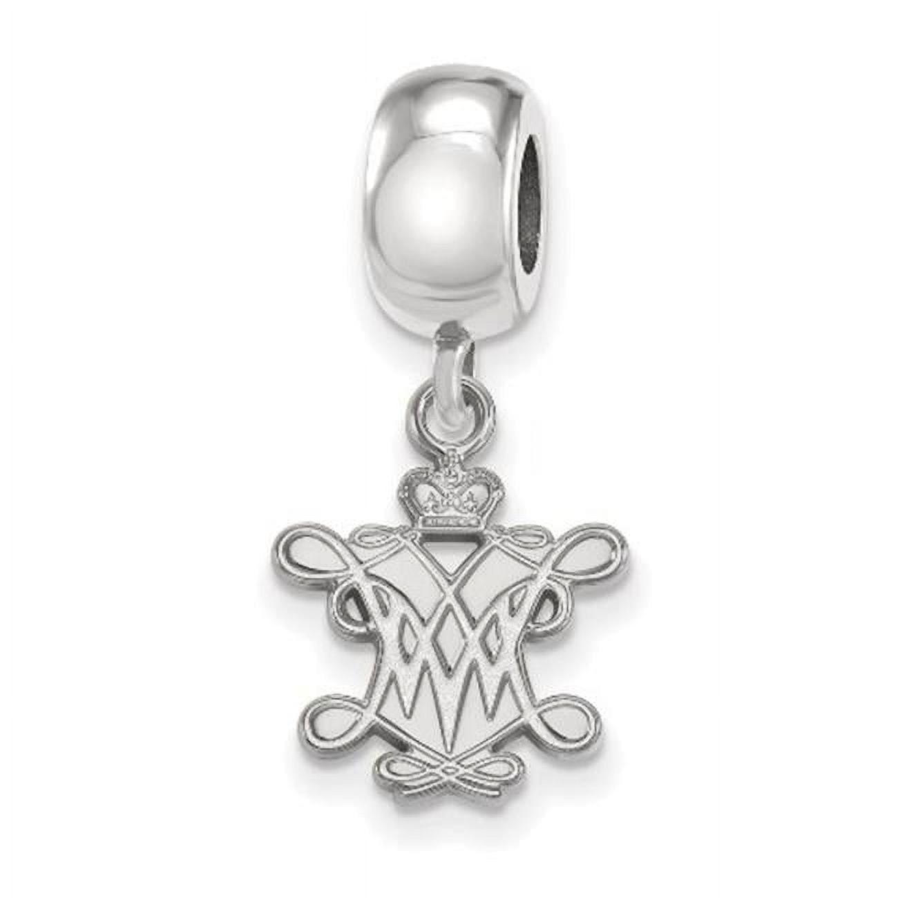 Sterling Silver Rhodium-plated LogoArt College of William and Mary Small Dangle Bead Charm