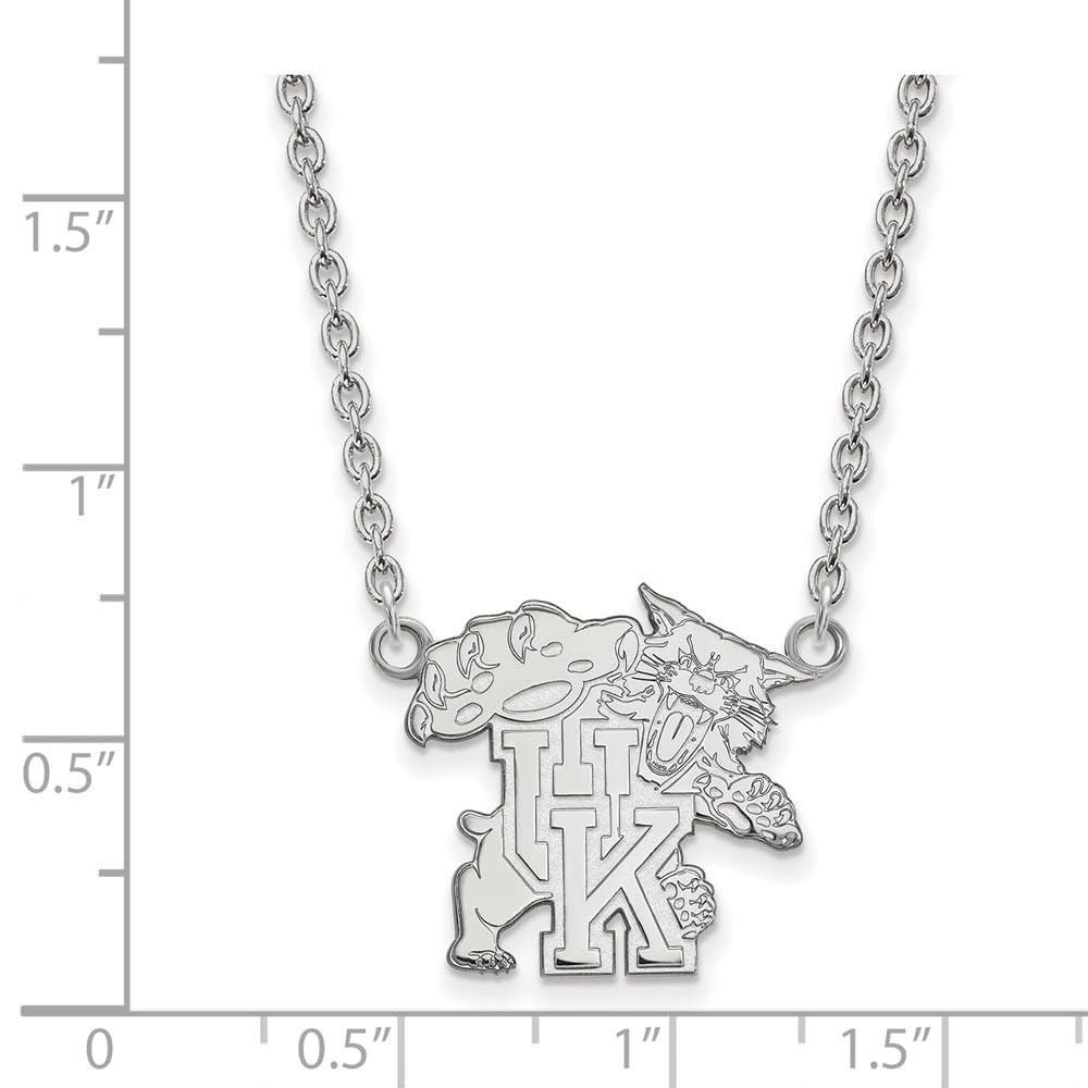 Sterling Silver U of Kentucky Large Wildcat UK Pendant Necklace