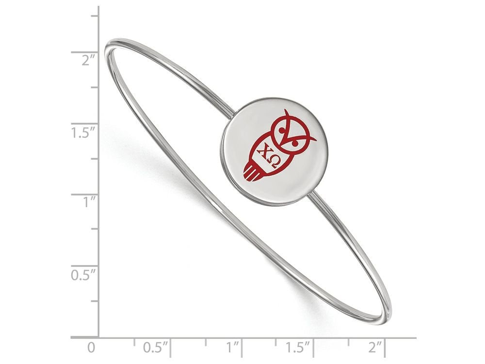 Sterling Silver Official Licensed Greek Sororities 7in Chi Omega (??) Enameled Slip-on Bangle