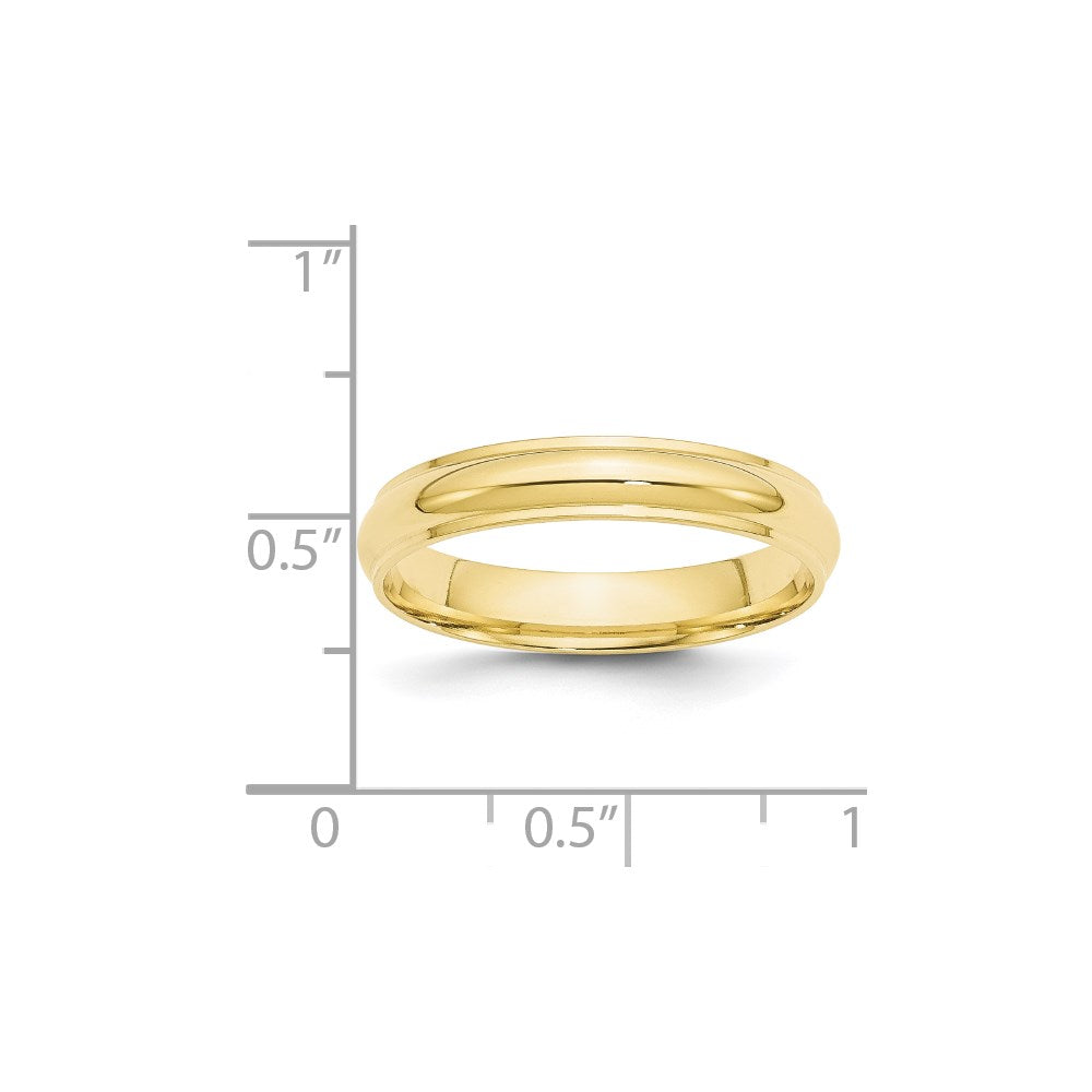 10k Yellow Gold 4mm Half Round with Edge Wedding Band Size 9.5