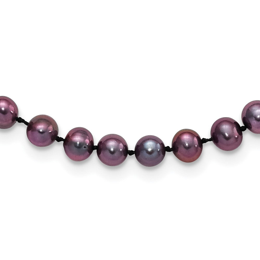 Sterling Silver Rhodium-plated 5-6mm Black Near-Round Freshwater Cultured Pearl 18 inch Necklace 18 Inches
