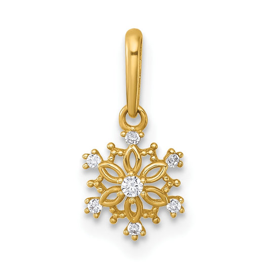 14k Madi K Polished CZ Snowflake Childrens Charm / Pendant