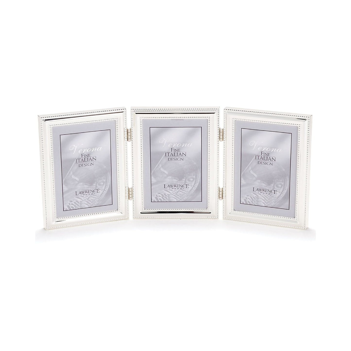Lawrence Frames 510745T Beaded Silver Plated Triple Picture Frame - 4 x 5 in.