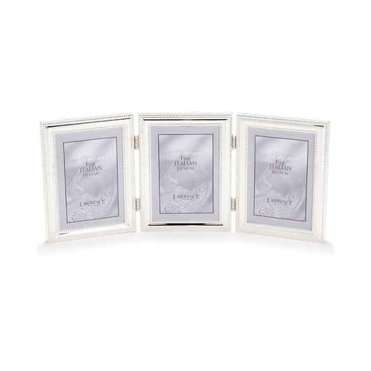 Lawrence Frames 510745T Beaded Silver Plated Triple Picture Frame - 4 x 5 in.