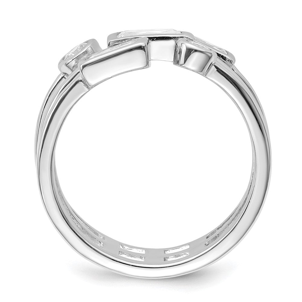 Sterling Silver Rhodium Plated CZ Ring