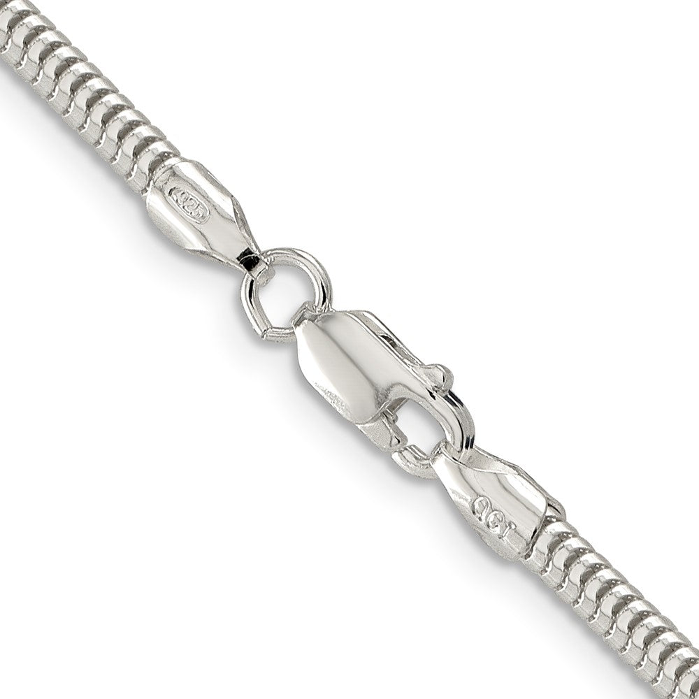 Sterling Silver 3mm Round Snake Chain 18 Inches
